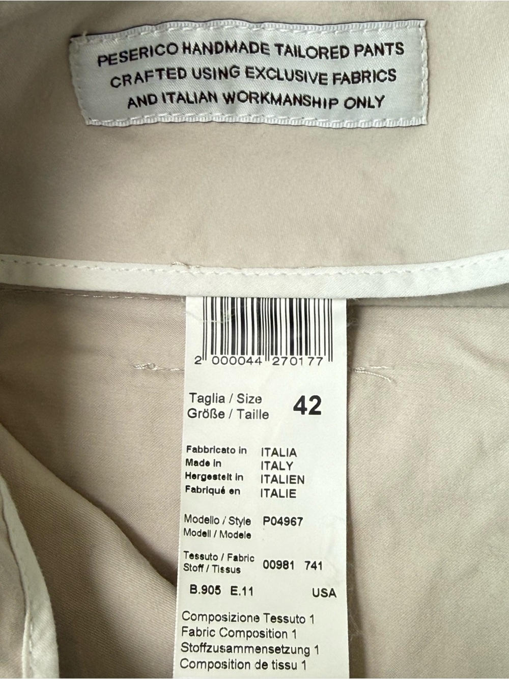 Peserico Handmade Tailored Ankle Length Cotton Pants Size 42 US6 - Picture 3 of 12